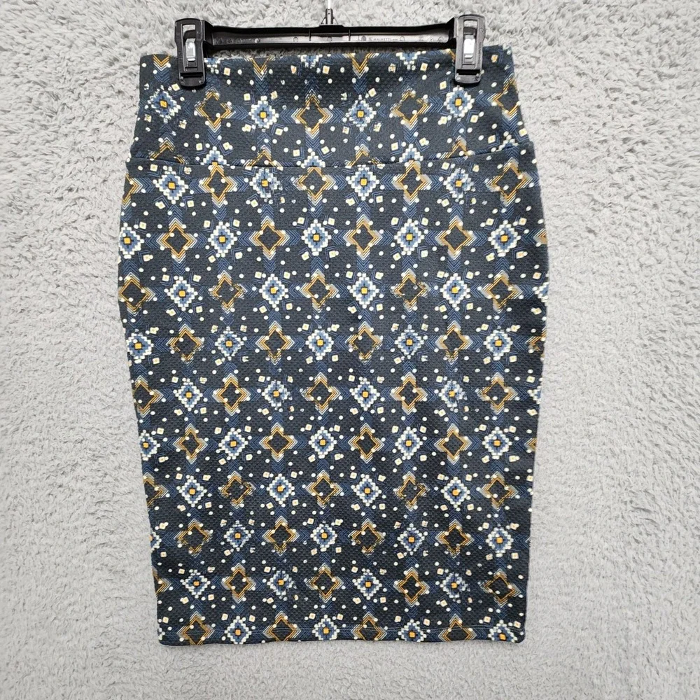 LuLaRoe Cassie‎ Pencil Skirt Womens Medium Navy Blue Geometric Southwestern NEW
